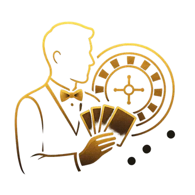 Live casino croupier icon with golden cards for single-wallet IPL ID casino