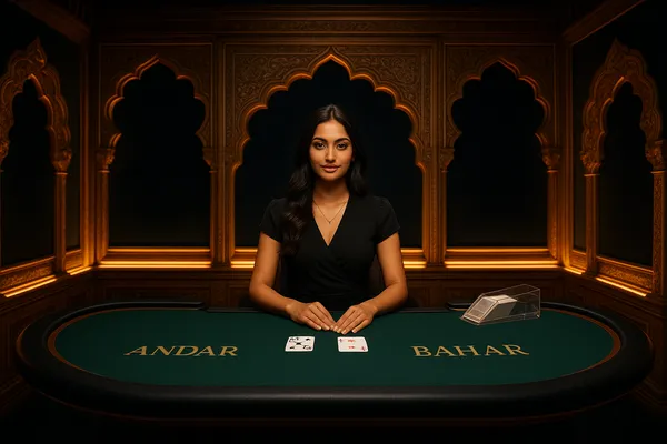Ezugi Indian live Andar Bahar and Teen Patti studio with golden archways