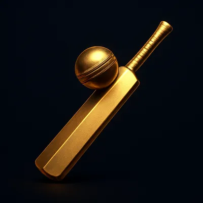 3D gold cricket bat and ball icon representing all IPL match, session and toss markets